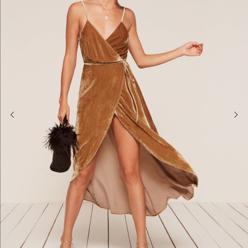 Reformation gold Anoush dress